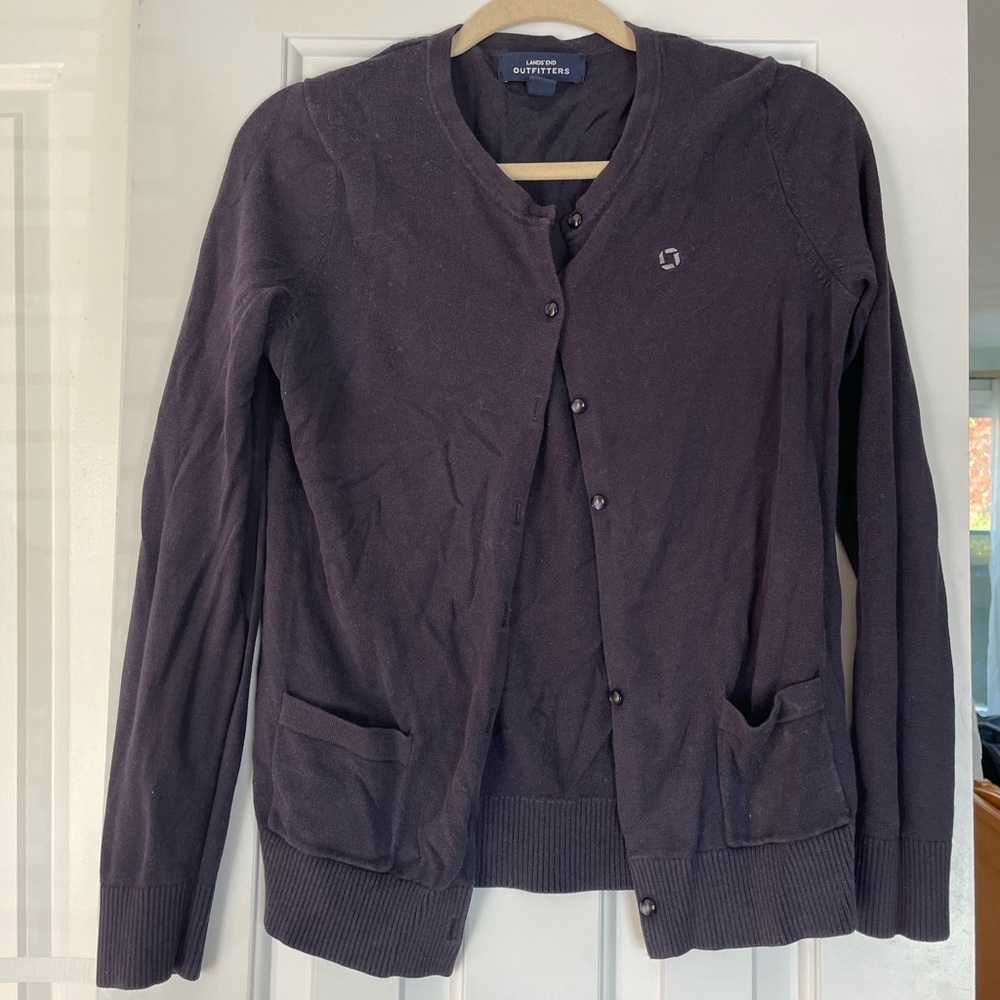 Navy JP Morgan Chase button cardigan